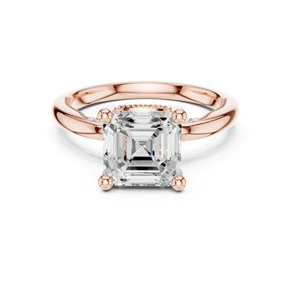 Asscher Accented Lab Grown Diamond Engagement Ring