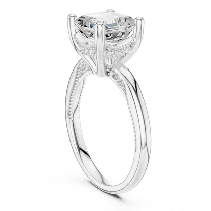 Asscher Accented Lab Grown Diamond Engagement Ring