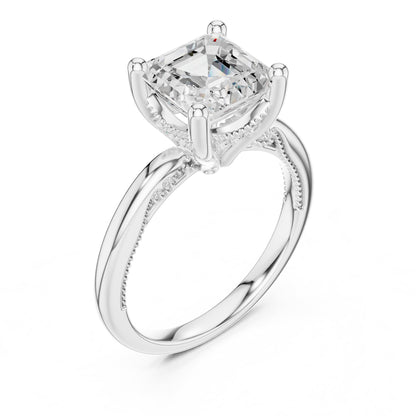 Asscher Accented Lab Grown Diamond Engagement Ring