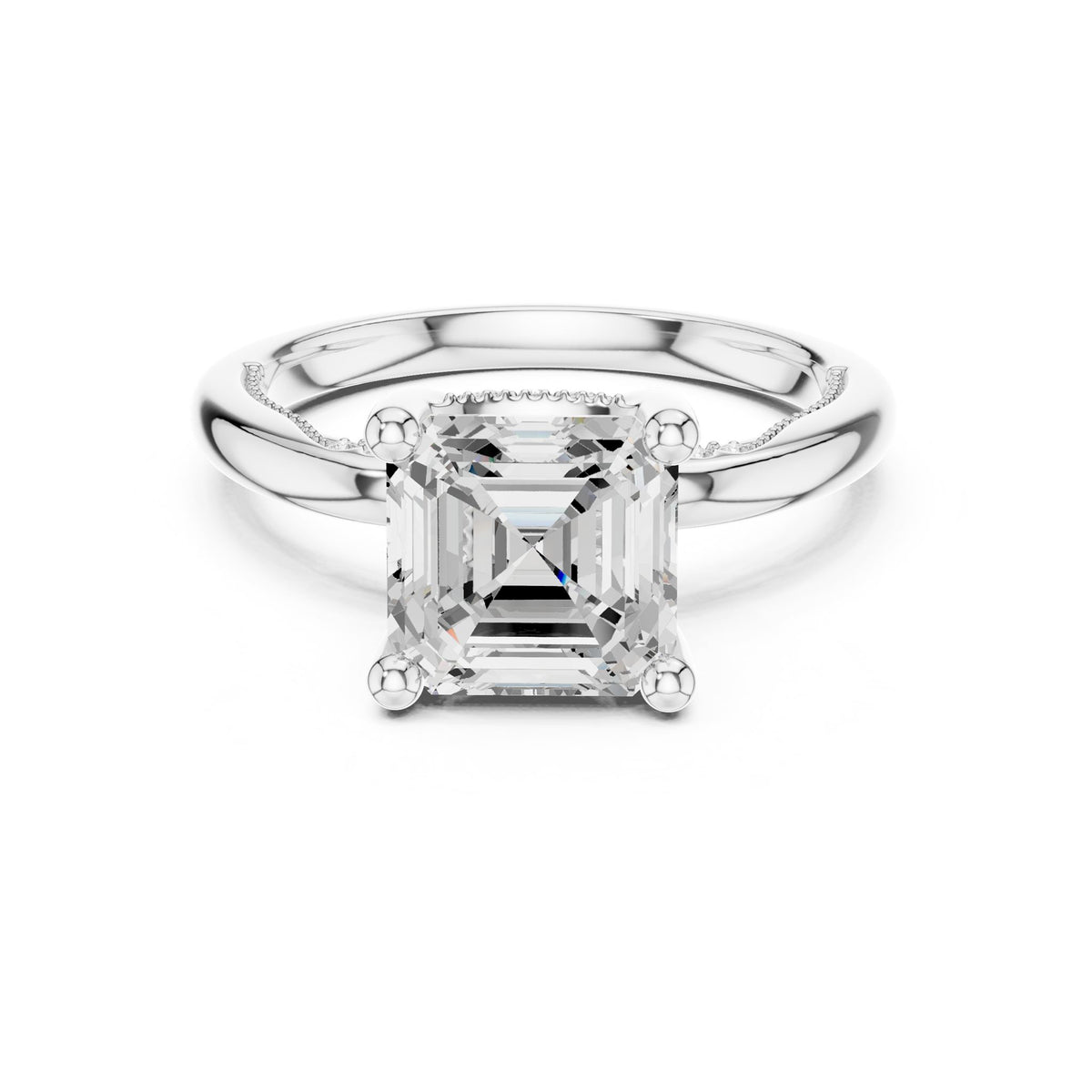 Asscher Accented Lab Grown Diamond Engagement Ring