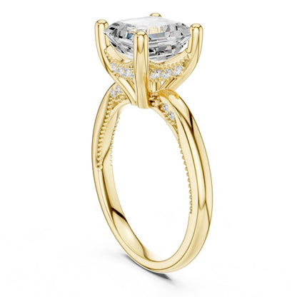 Asscher Accented Lab Grown Diamond Engagement Ring