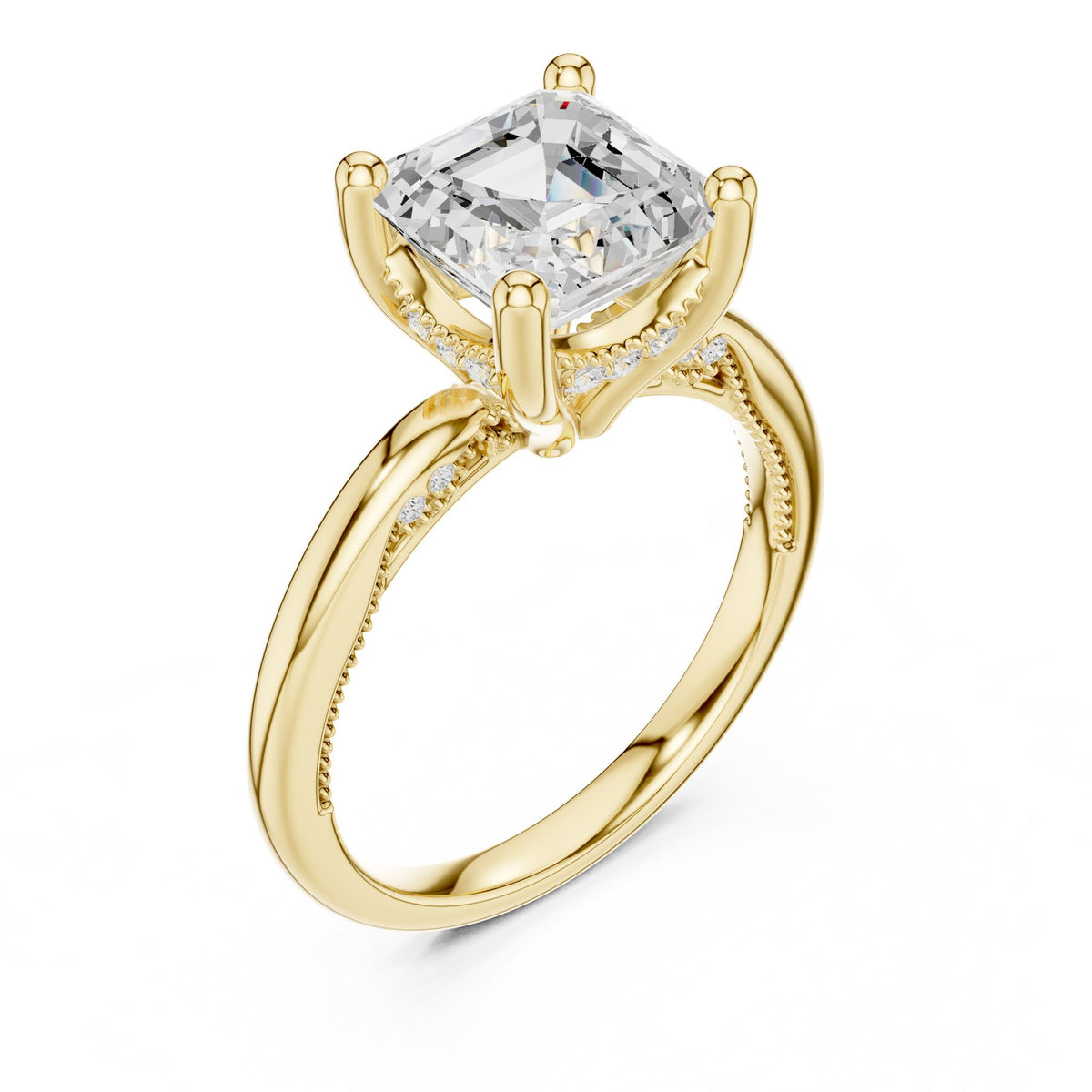 Asscher Accented Lab Grown Diamond Engagement Ring