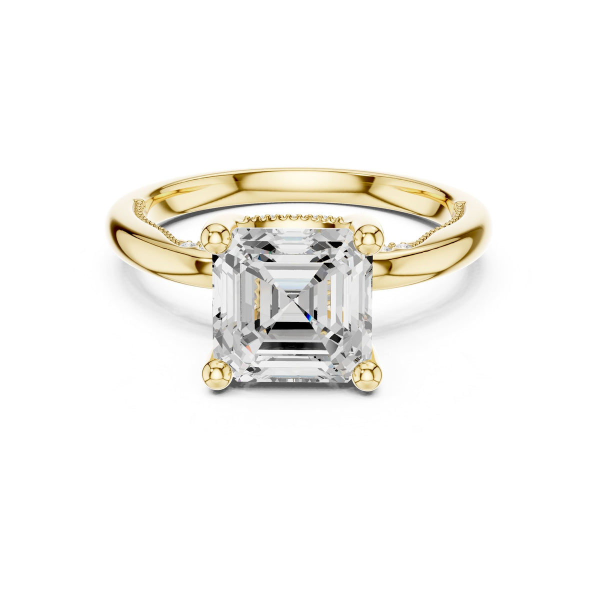 Asscher Accented Lab Grown Diamond Engagement Ring