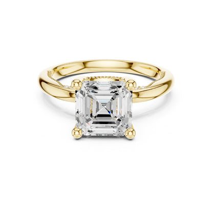 Asscher Accented Lab Grown Diamond Engagement Ring