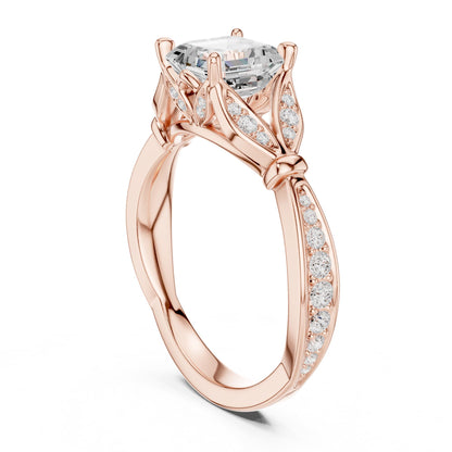 Asscher Accented Lab Grown Diamond Engagement Ring