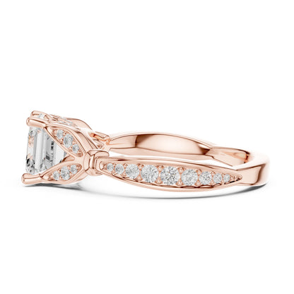 Asscher Accented Lab Grown Diamond Engagement Ring
