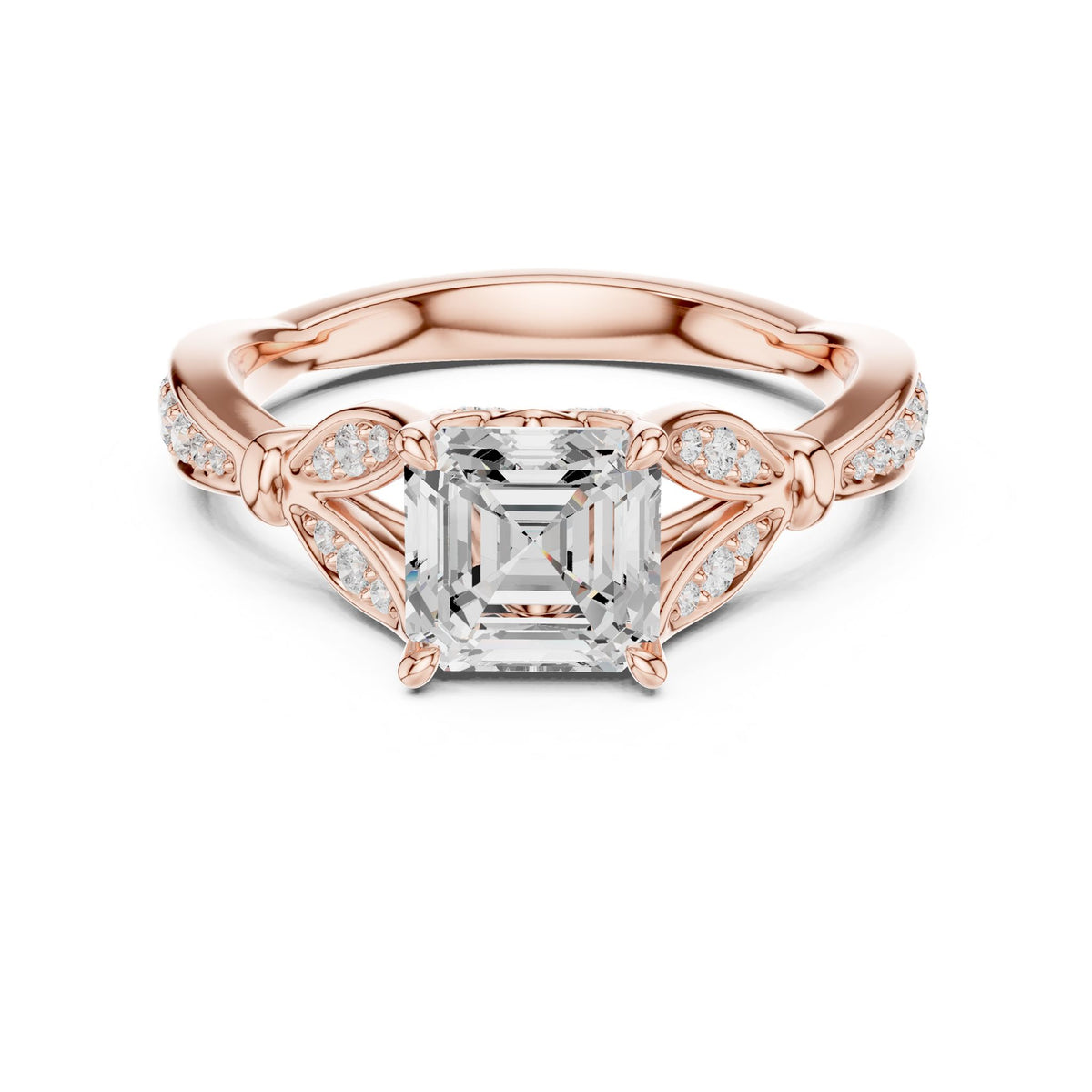 Asscher Accented Lab Grown Diamond Engagement Ring