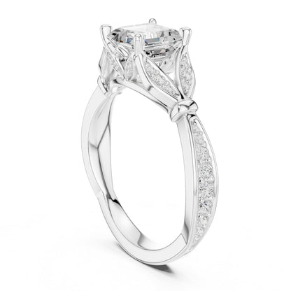 Asscher Accented Lab Grown Diamond Engagement Ring