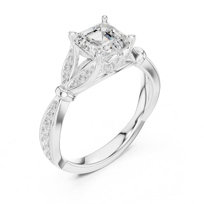 Asscher Accented Lab Grown Diamond Engagement Ring