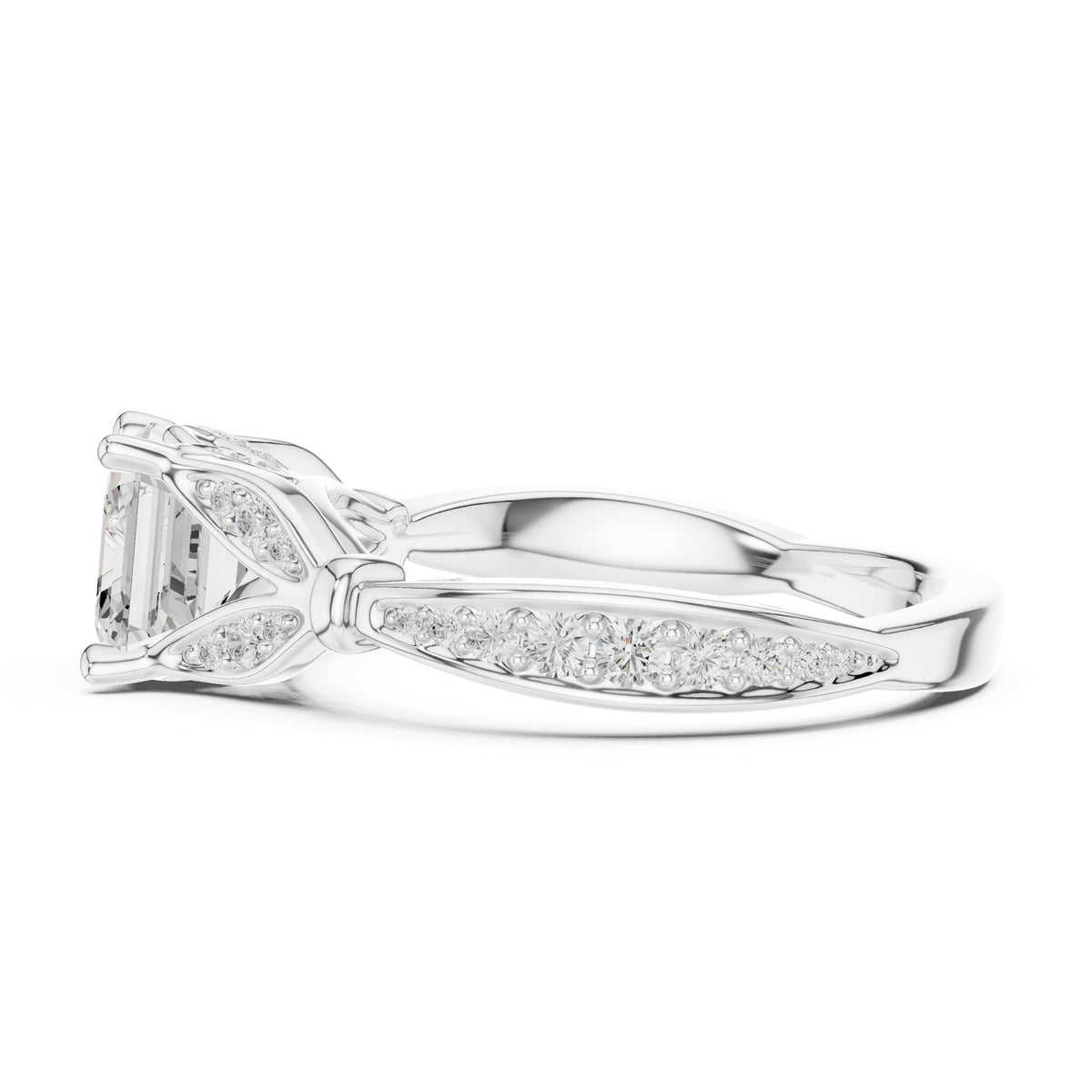 Asscher Accented Lab Grown Diamond Engagement Ring