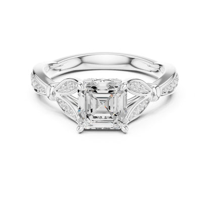 Asscher Accented Lab Grown Diamond Engagement Ring