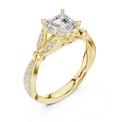 Asscher Accented Lab Grown Diamond Engagement Ring