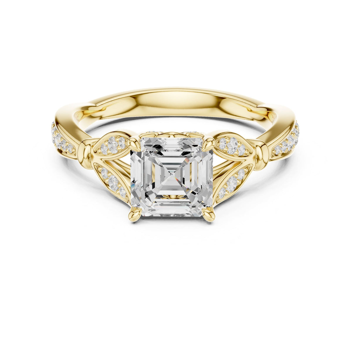 Asscher Accented Lab Grown Diamond Engagement Ring