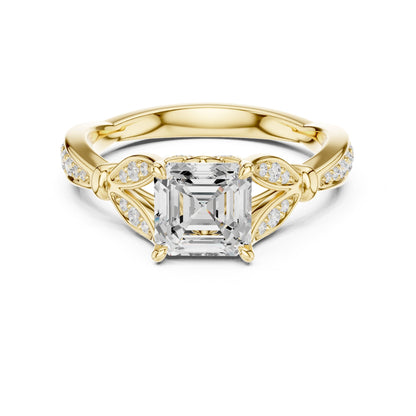 Asscher Accented Lab Grown Diamond Engagement Ring