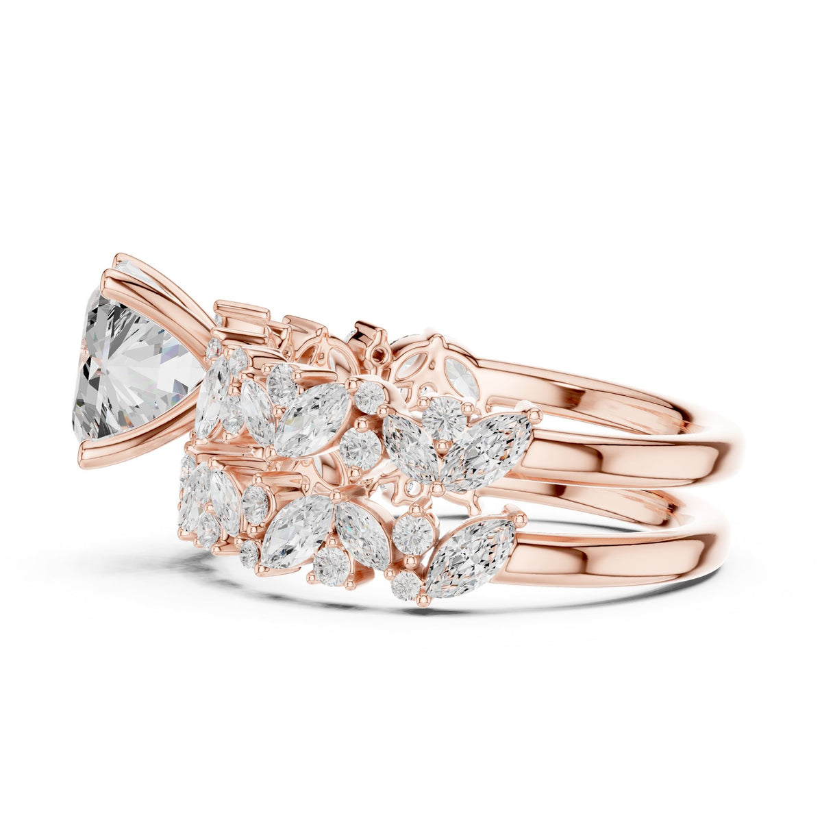 Asscher Accented Lab Grown Diamond Engagement Ring