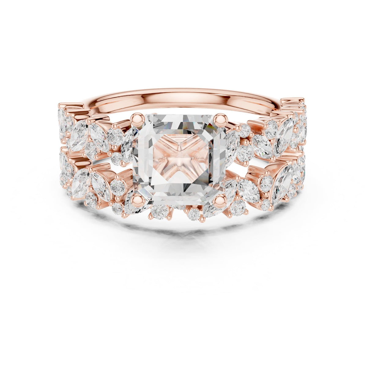 Asscher Accented Lab Grown Diamond Engagement Ring