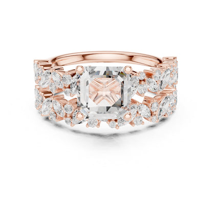 Asscher Accented Lab Grown Diamond Engagement Ring