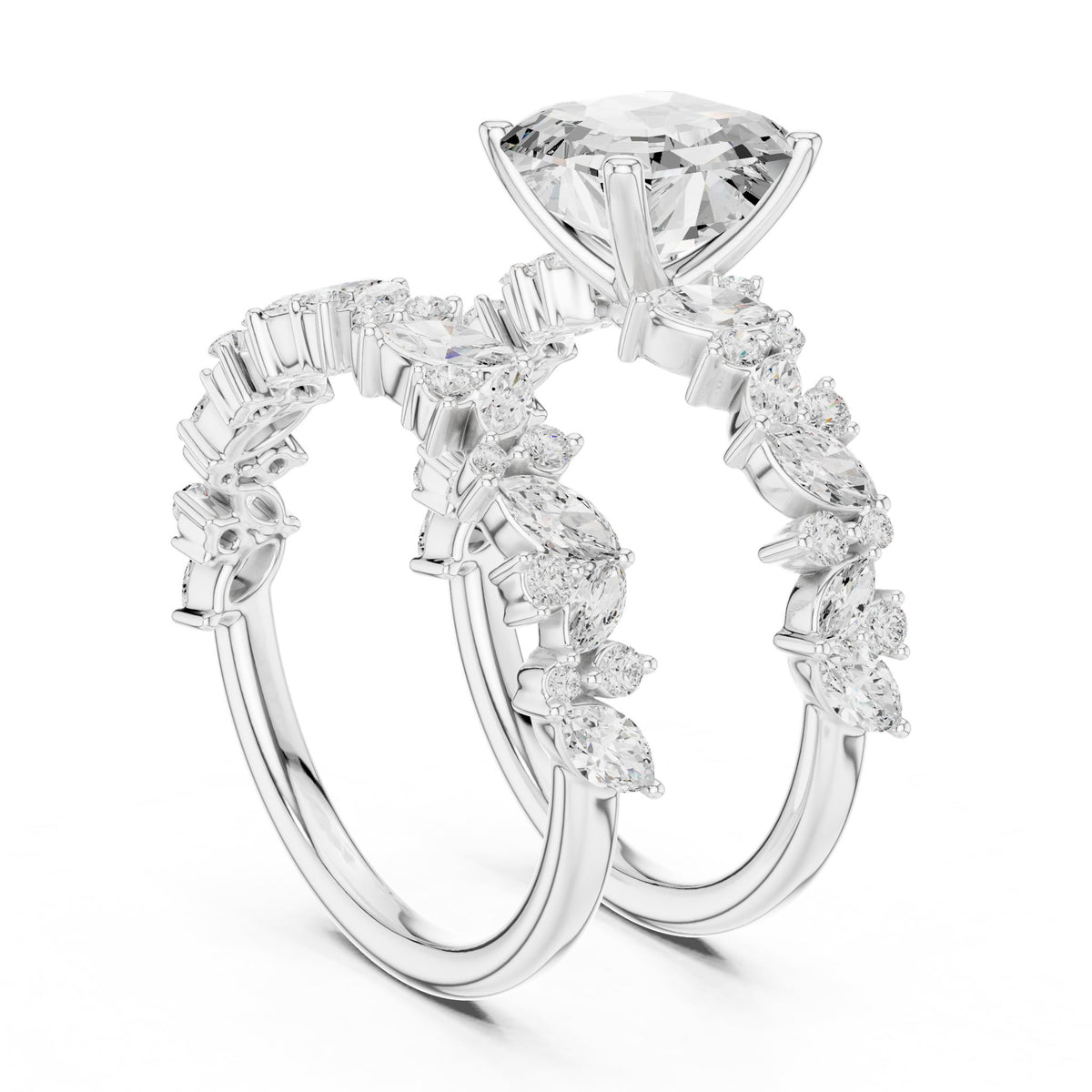 Asscher Accented Lab Grown Diamond Engagement Ring
