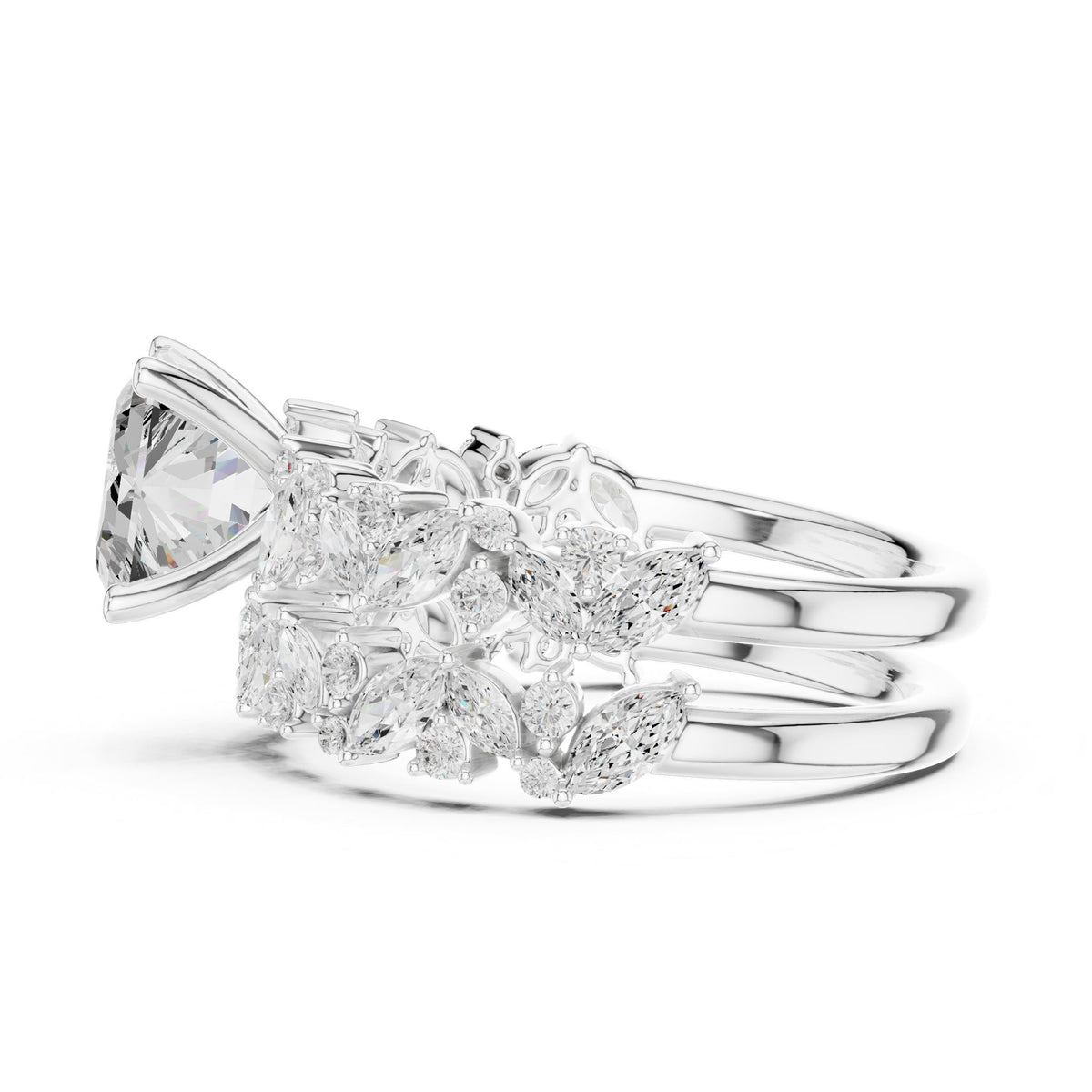 Asscher Accented Lab Grown Diamond Engagement Ring