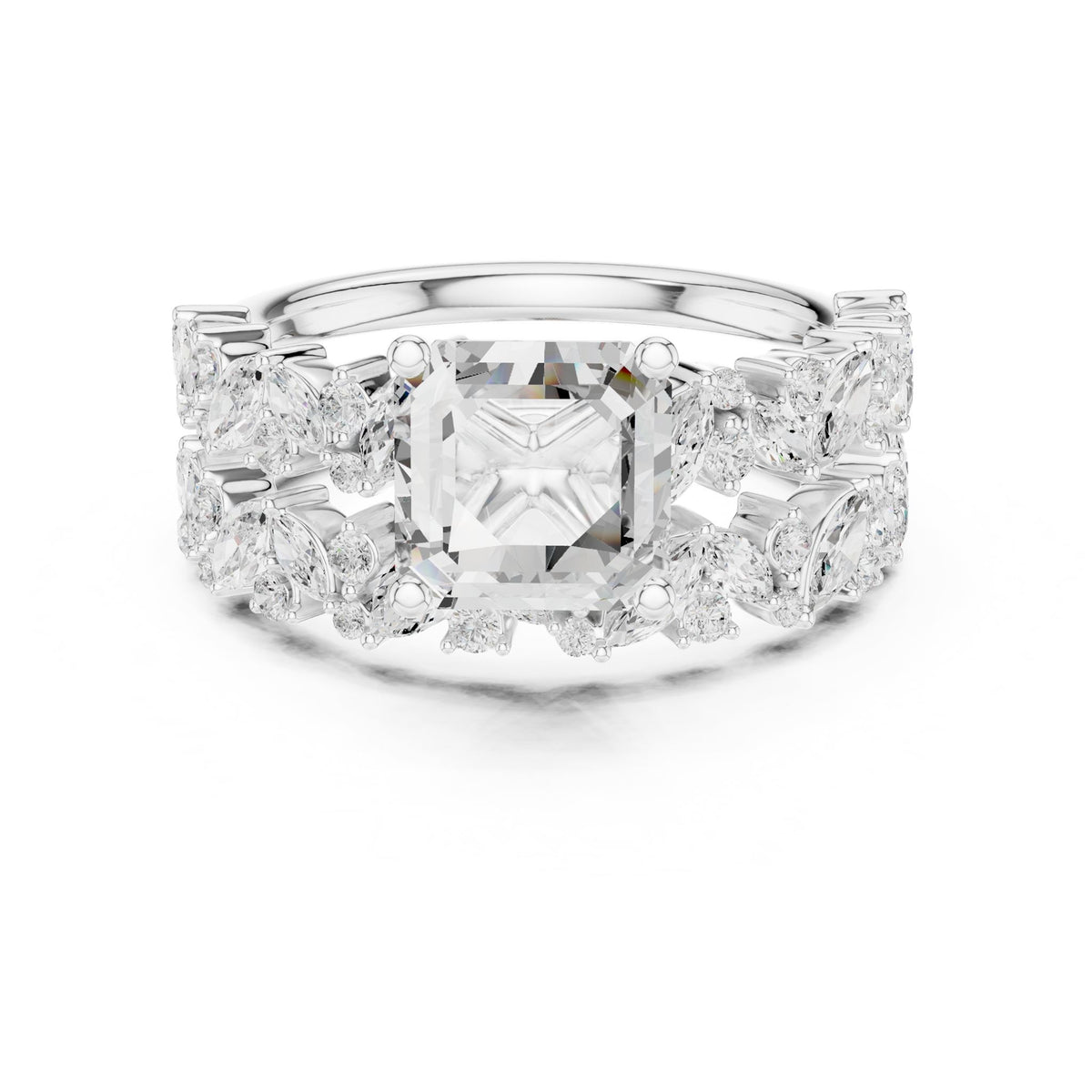 Asscher Accented Lab Grown Diamond Engagement Ring