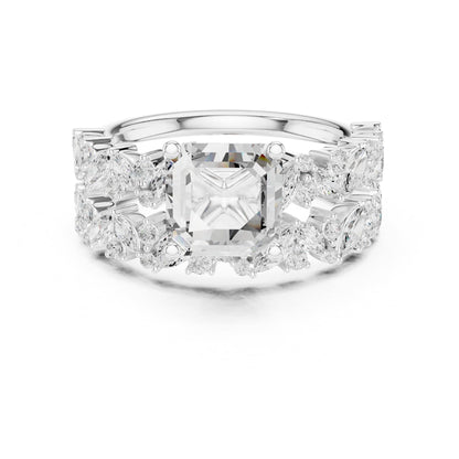 Asscher Accented Lab Grown Diamond Engagement Ring