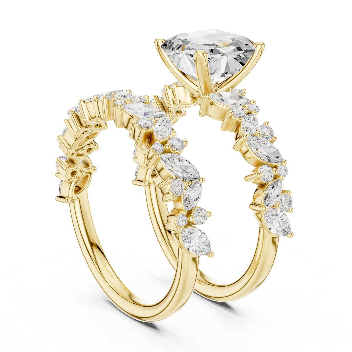 Asscher Accented Lab Grown Diamond Engagement Ring