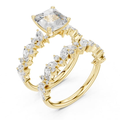 Asscher Accented Lab Grown Diamond Engagement Ring