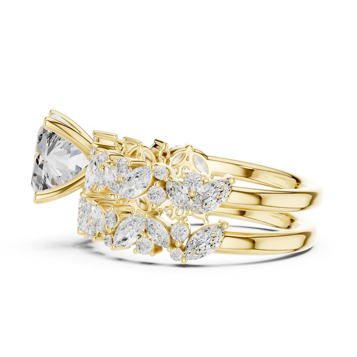 Asscher Accented Lab Grown Diamond Engagement Ring