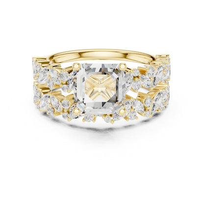 Asscher Accented Lab Grown Diamond Engagement Ring