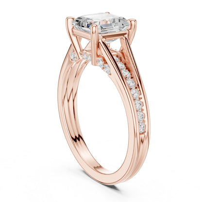 Asscher Accented Lab Grown Diamond Engagement Ring