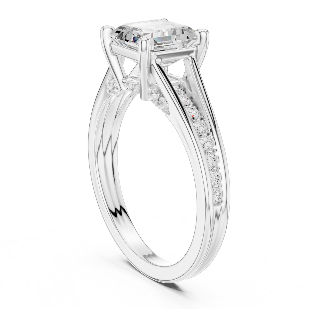 Asscher Accented Lab Grown Diamond Engagement Ring