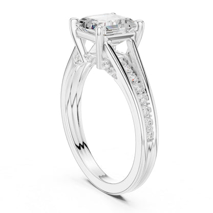 Asscher Accented Lab Grown Diamond Engagement Ring
