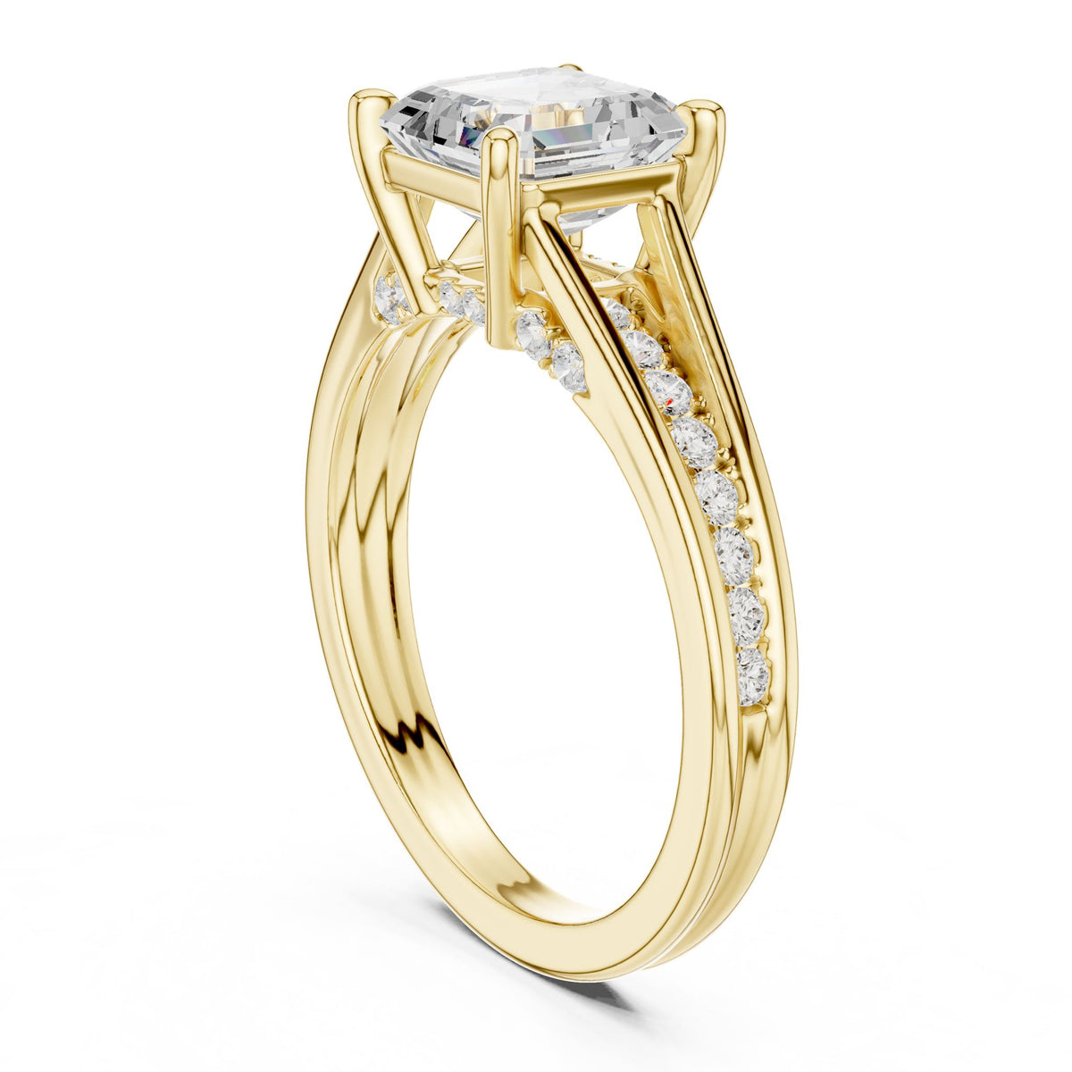 Asscher Accented Lab Grown Diamond Engagement Ring