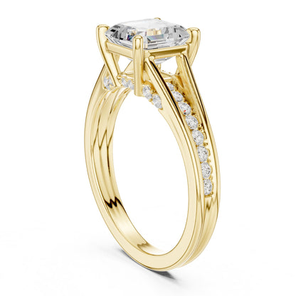 Asscher Accented Lab Grown Diamond Engagement Ring