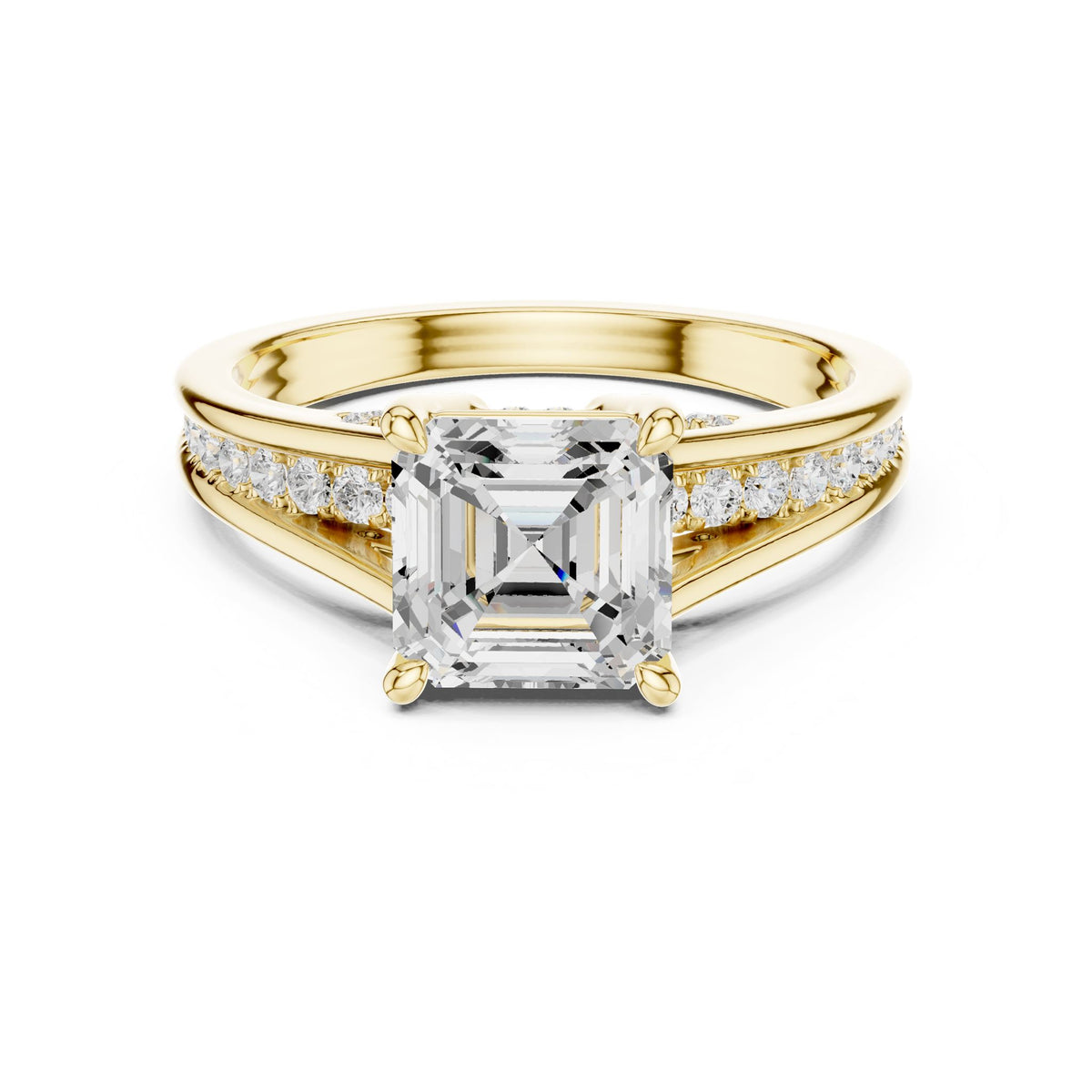 Asscher Accented Lab Grown Diamond Engagement Ring