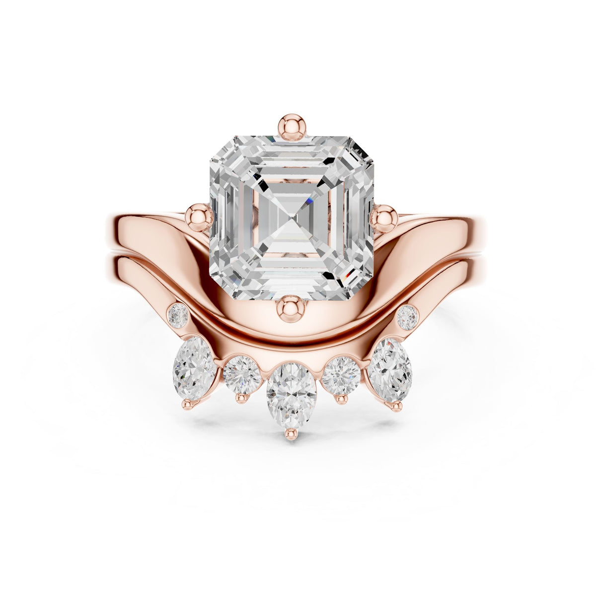 Asscher Accented Lab Grown Diamond Engagement Ring