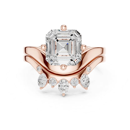 Asscher Accented Lab Grown Diamond Engagement Ring