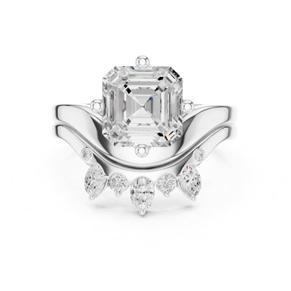 Asscher Accented Lab Grown Diamond Engagement Ring