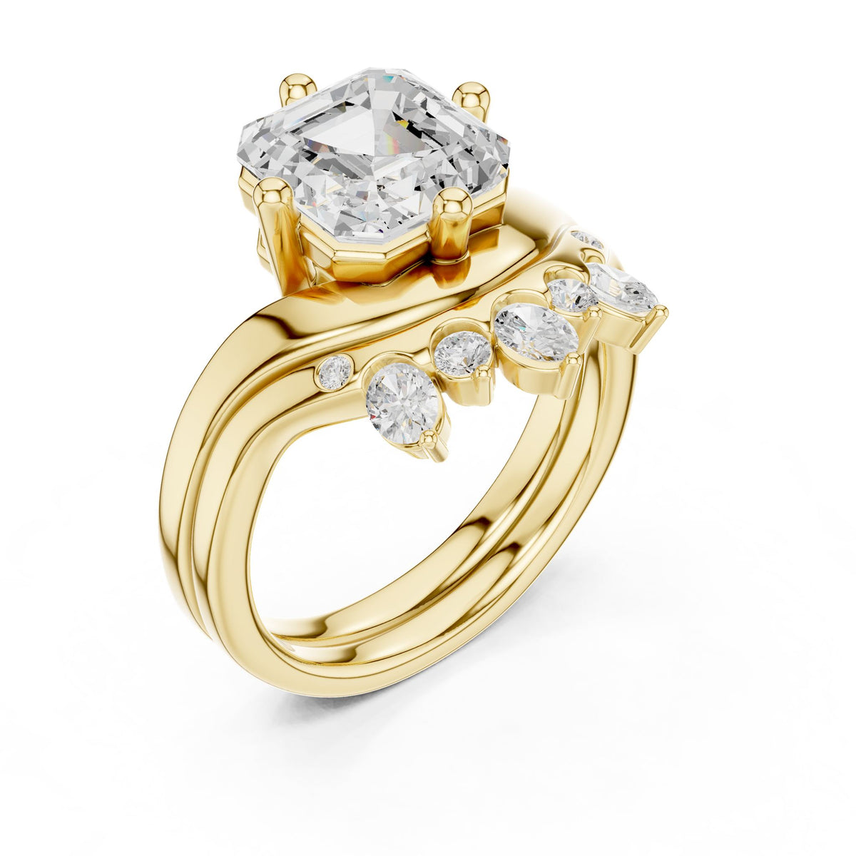 Asscher Accented Lab Grown Diamond Engagement Ring
