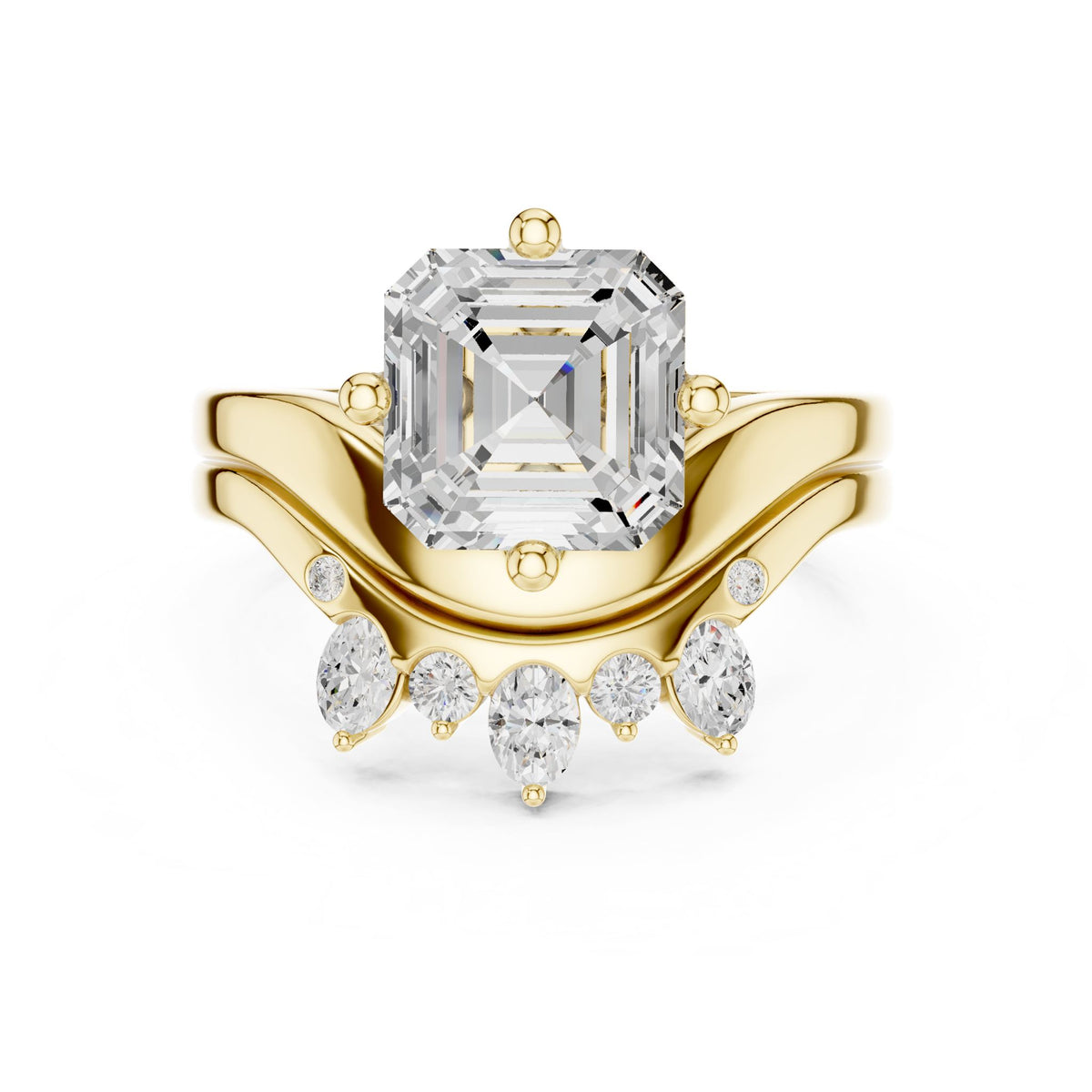 Asscher Accented Lab Grown Diamond Engagement Ring