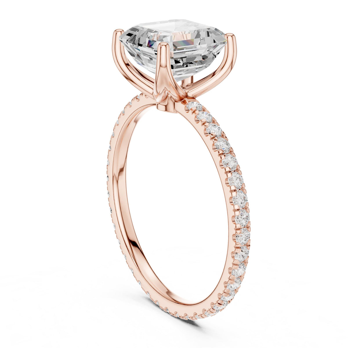 Asscher Accented Lab Grown Diamond Engagement Ring