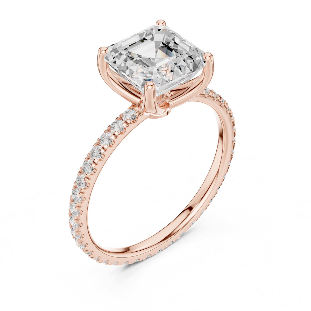 Asscher Accented Lab Grown Diamond Engagement Ring