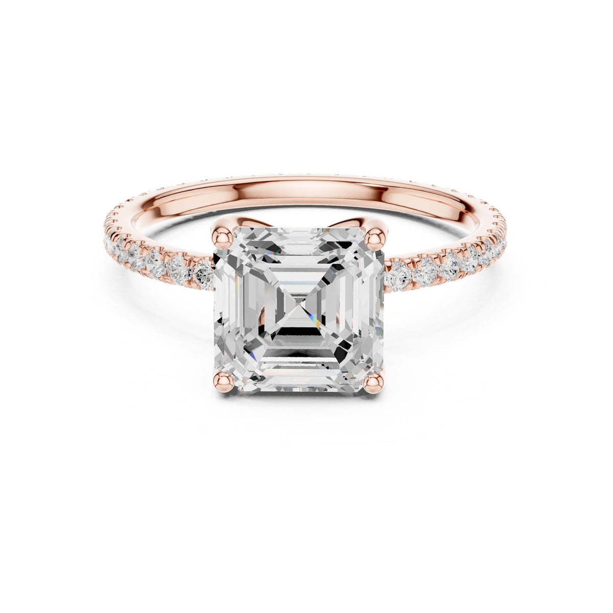 Asscher Accented Lab Grown Diamond Engagement Ring