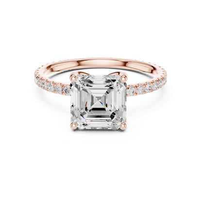 Asscher Accented Lab Grown Diamond Engagement Ring