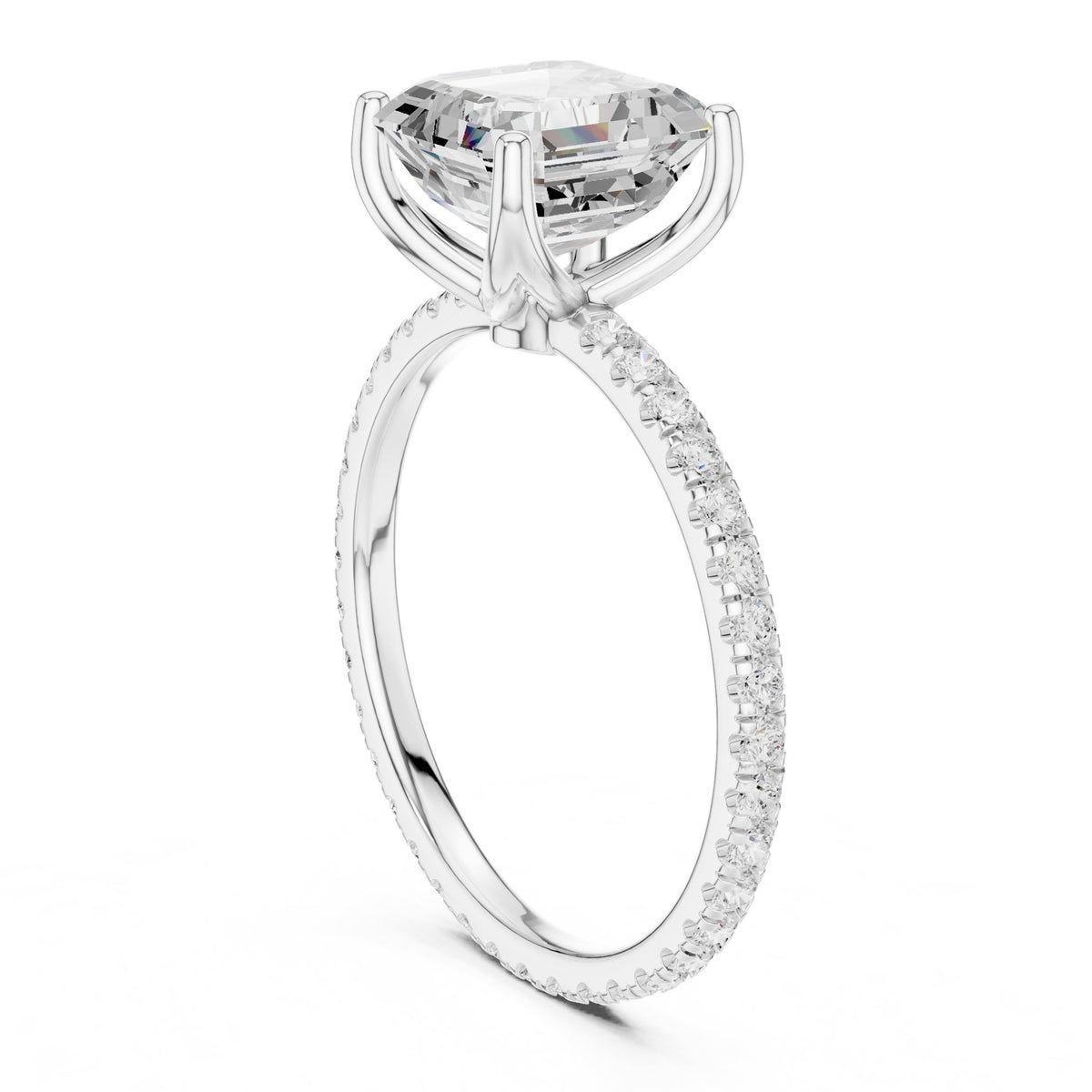 Asscher Accented Lab Grown Diamond Engagement Ring