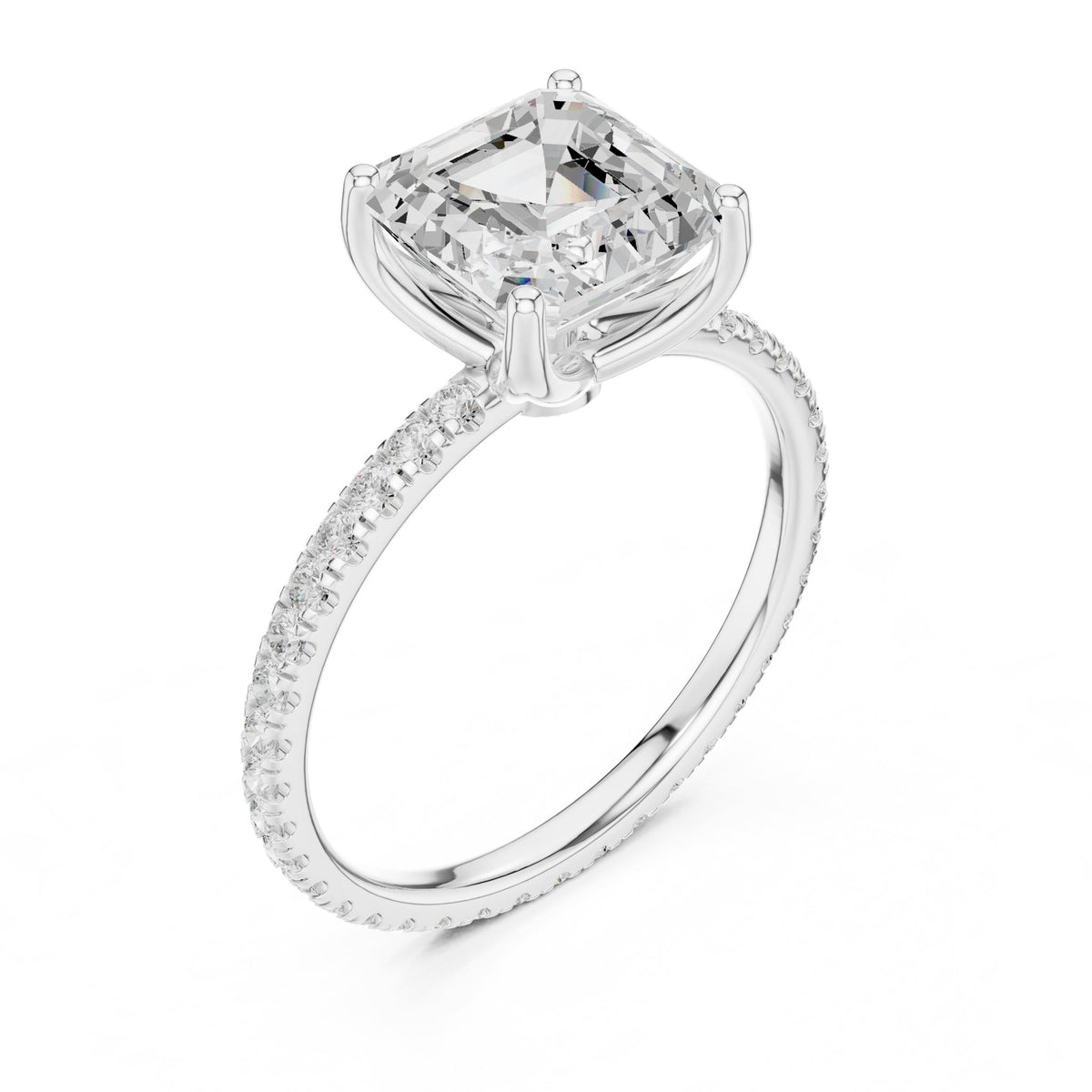 Asscher Accented Lab Grown Diamond Engagement Ring
