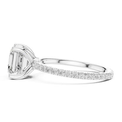 Asscher Accented Lab Grown Diamond Engagement Ring
