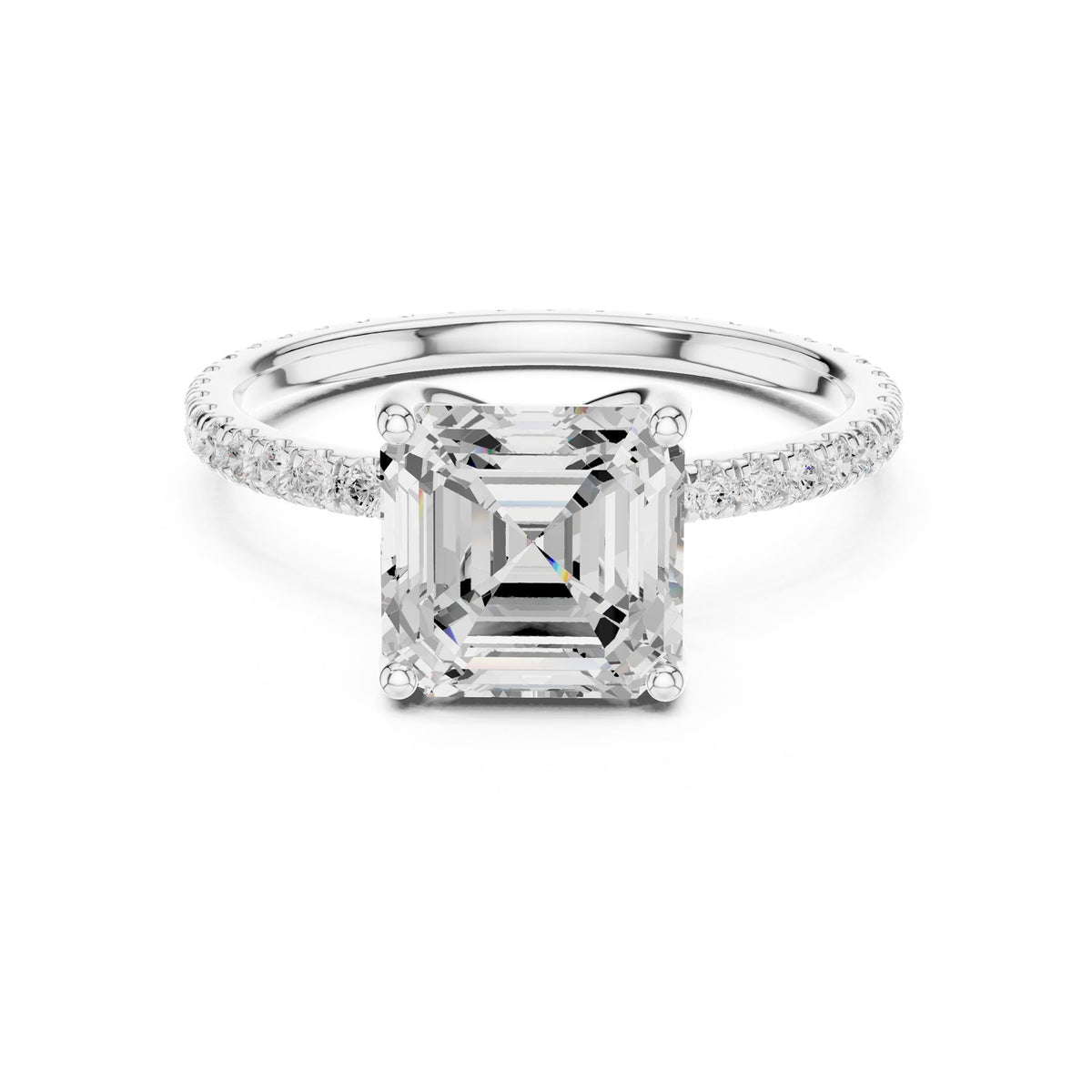 Asscher Accented Lab Grown Diamond Engagement Ring