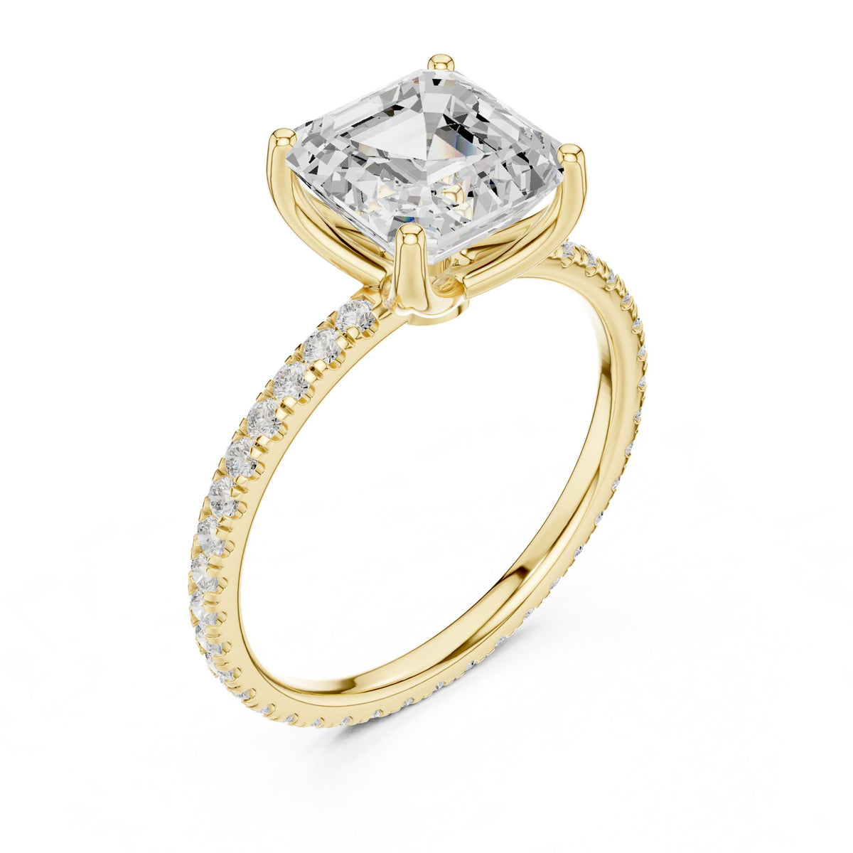 Asscher Accented Lab Grown Diamond Engagement Ring