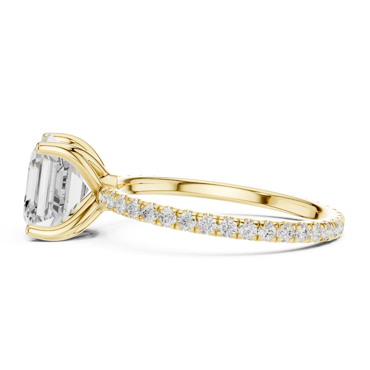 Asscher Accented Lab Grown Diamond Engagement Ring